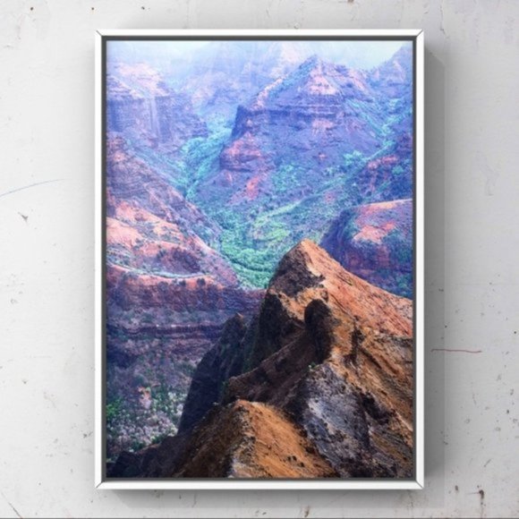 Turquoise purple mountain range landscap art print - Picture 1 of 2